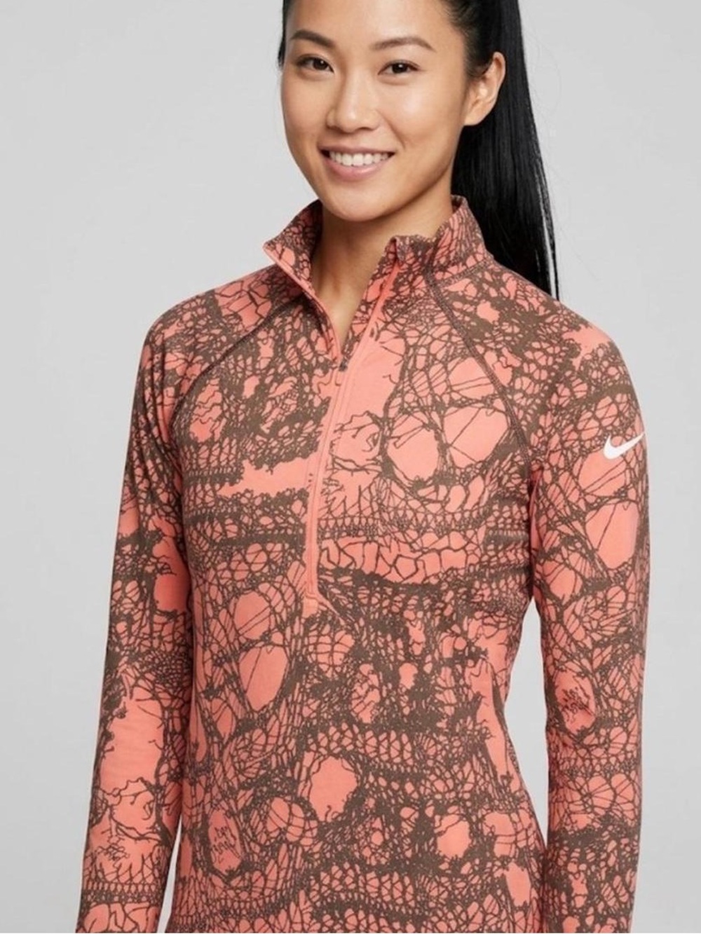 Nike Pro Half-Zip Abstract Coral / Black Athletic Top